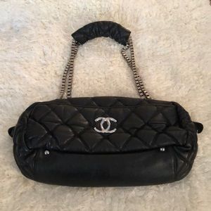 Chanel double silver cross body bag